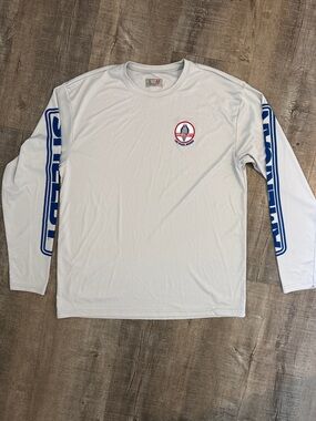 Selby  racing  grey  Long-Sleeve Tee with Blue Sleeve Graphics